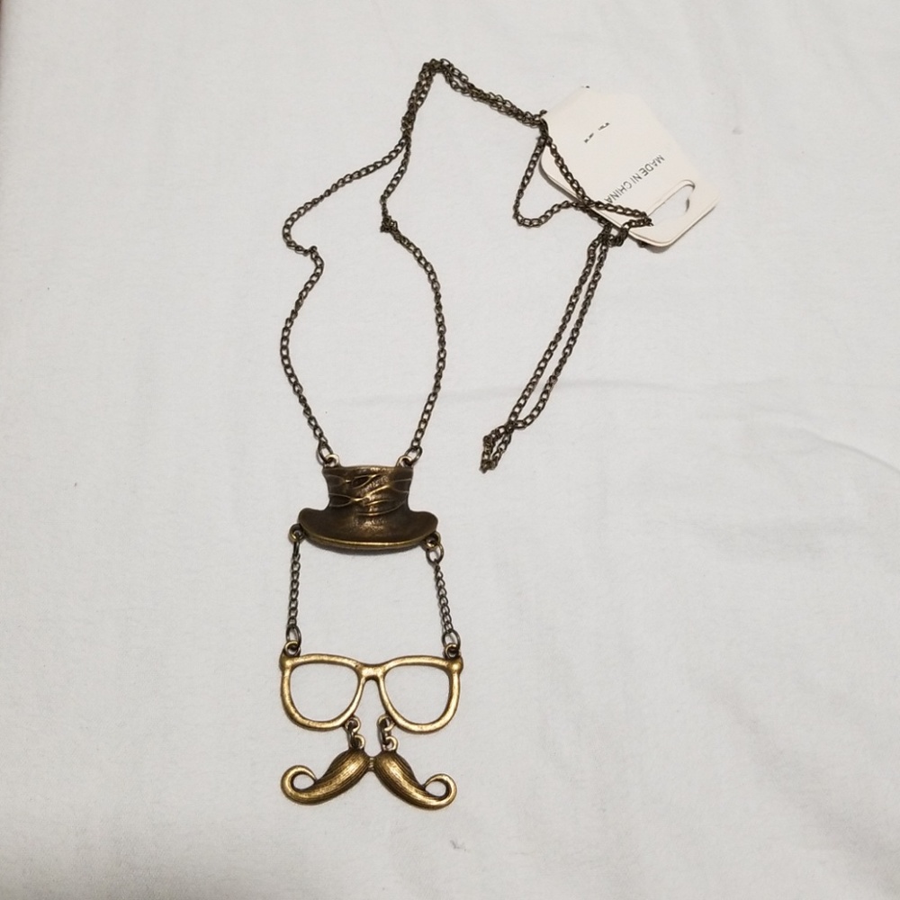 Hat, Glasses, Mustache Necklace